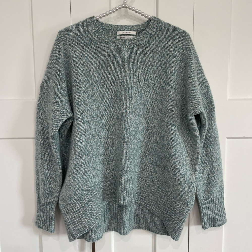 Nordstrom Signature Women's Small Cashmere Crewneck Sweater Blue Grey Heather
